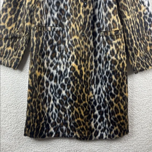 NWOT G by Giuliana  Women Brown Black Leopard Print Faux Fur Tuxedo Coat Size LP - Picture 8 of 16